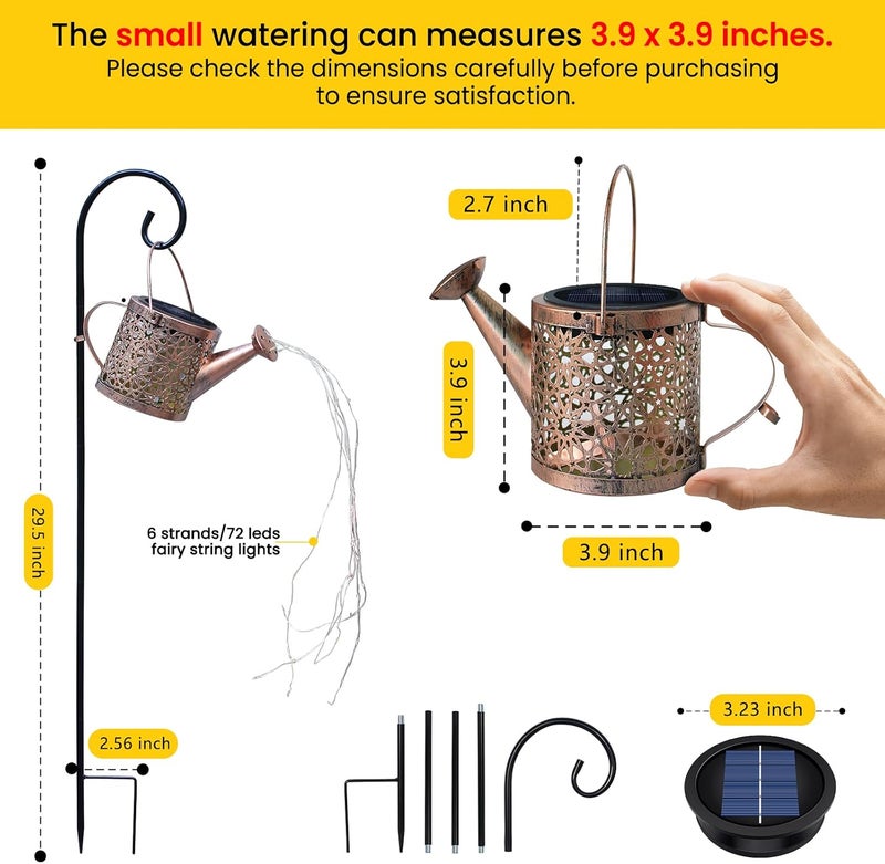 Misawce Solar Lights Outdoor Decorative, Metal Watering Can Lights Waterproof, Small Hanging Garden Decor Yard Outside Patio Lawn, Gifts for Mom Grandma Women Birthday(Warm White) - Image 3